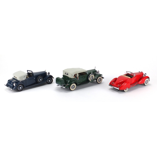 2375 - Four Danbury Mint die cast vehicles, all with boxes, 1934 Hispano-Suiza J12, 1932 Cadillac V-16 and ... 