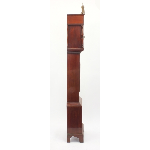 2016 - Victorian inlaid mahogany long case clock, the eight day movement with brass dial and silver chapter... 