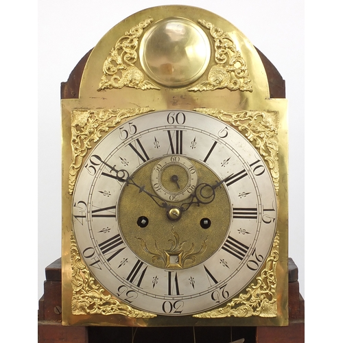 2016 - Victorian inlaid mahogany long case clock, the eight day movement with brass dial and silver chapter... 