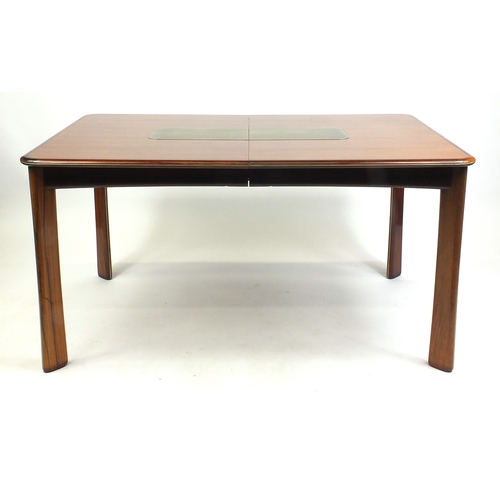 2005 - Vintage Danish rosewood extending dining table and six chairs by Mobel Fabrik, the chairs and table ... 