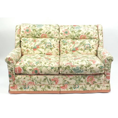 59 - Two seater setee with floral upholstery, 155cm wide