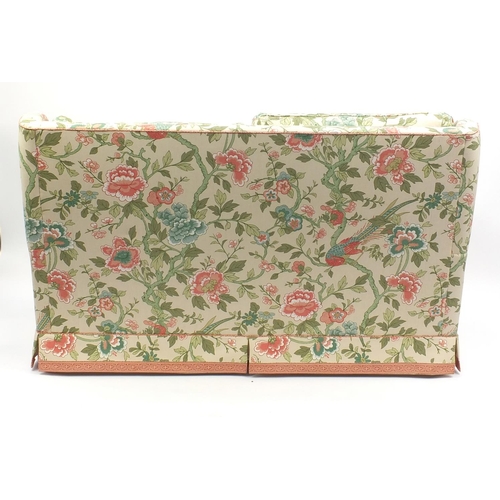 59 - Two seater setee with floral upholstery, 155cm wide