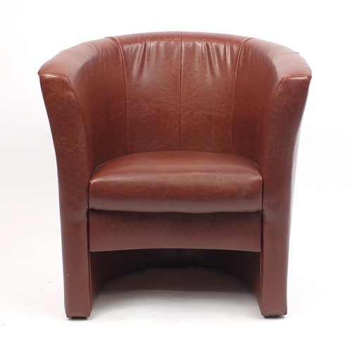 47 - Tan leather tub chair, 76cm high