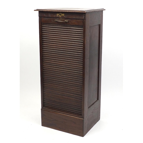 45 - 1930's tambour fronted filing cabinet, 110cm high
