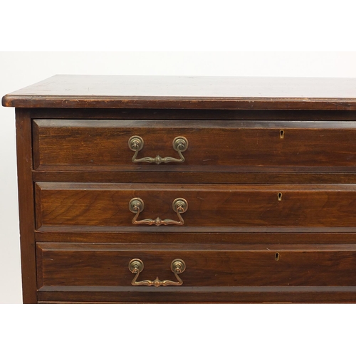 3 - Edwardian mahogany six drawer linen chest with bracket feet, 94cm high x 46cm W x 55cm D
