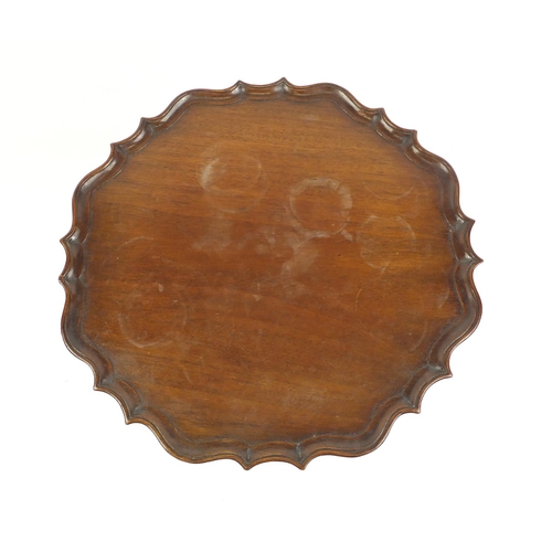 36 - Victorian mahogany tilt top tripod occasional table with pie crust edge, 68cm high x 48cm in diamete... 