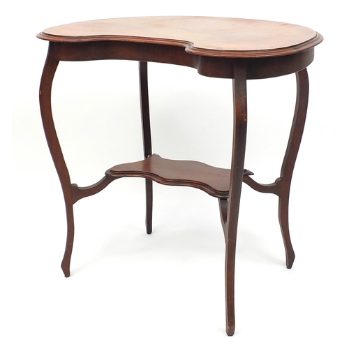 7 - Edwardian mahogany kidney shaped occasional table with under tier, 72cm high