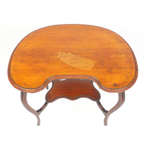 7 - Edwardian mahogany kidney shaped occasional table with under tier, 72cm high