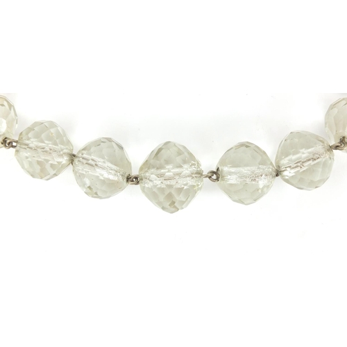 915 - Vintage cut crystal bead necklace, 52cm in length, approximate weight 237.0g