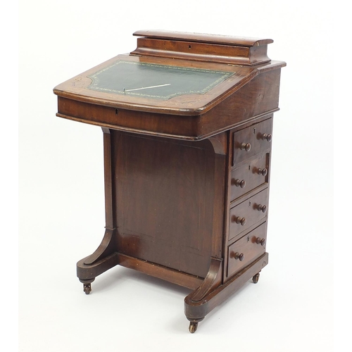 14 - Victorian inlaid mahogany davenport, 85cm H x 53cm W x 55cm D