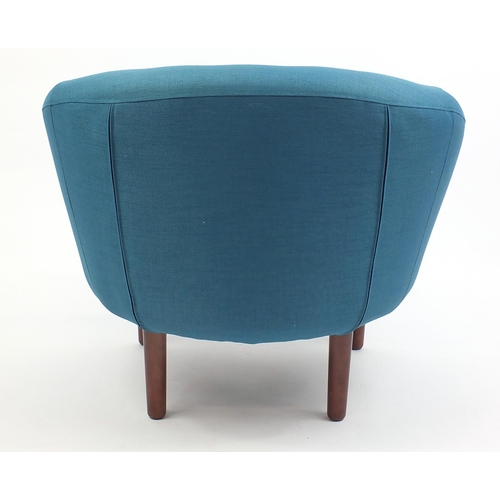 2022 - Turquoise button back tub chair, 75cm high
