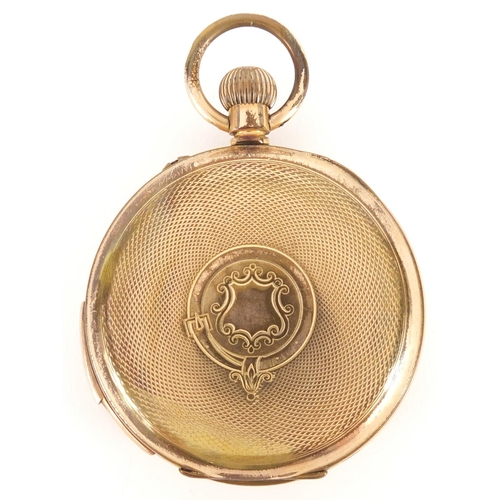 972 - Gentleman's gold plated chime repeating pocket watch with subsidiary dial, approximately 5.5cm in di... 