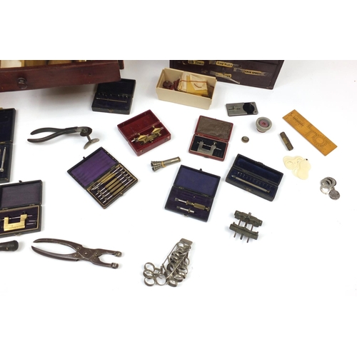 125 - Large Collection of vintage watch makers precision tools, parts and accessories, mostly housed in th... 