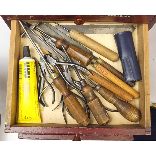 125 - Large Collection of vintage watch makers precision tools, parts and accessories, mostly housed in th... 