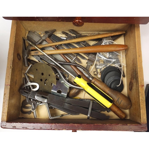 125 - Large Collection of vintage watch makers precision tools, parts and accessories, mostly housed in th... 