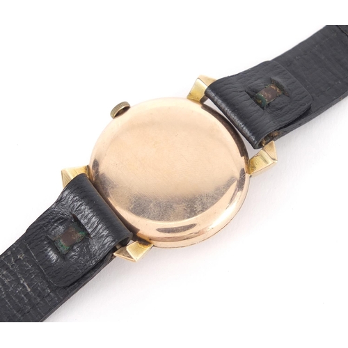 937 - Gentleman's 9ct gold Trebex wristwatch with Arabic numerals and subsidiary dial, numbered 3907 to th... 