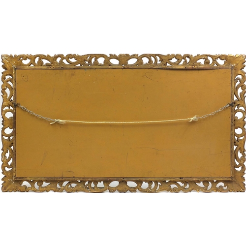 2013 - Large rectangular gilt wood mirror carved with C scrolls, 162cm x 91cm