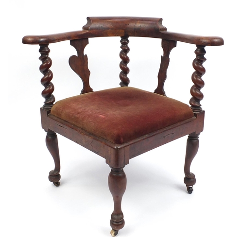 10 - Georgian mahogany corner chair with barley twist supports