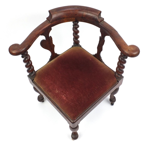 10 - Georgian mahogany corner chair with barley twist supports