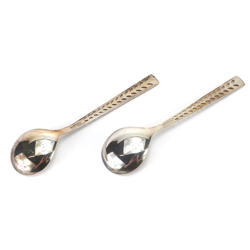 780 - Pair of Norwegian 835S silver spoons, each 15cm in length, approximate weight 48.0 g