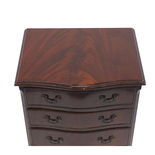 9 - Reproduction mahogany serpentine front four drawer chest, 71cm H x 52cm W x 40cm D