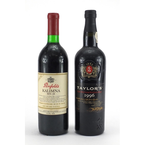 2099 - Bottle of 1996 Taylor's vintage port and a bottle of Penfold's 1985 Kalimna Bin 28
