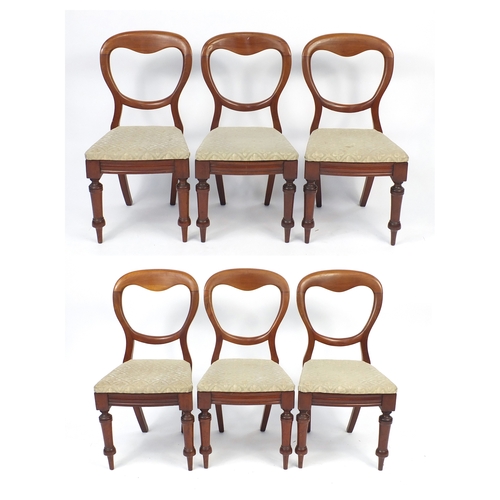8 - Set of six Victorian balloon back dining chairs with turned legs