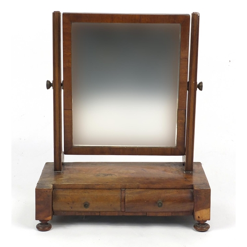47 - Victorian mahogany toilet mirror fitted with two drawers to the base, 53cm high