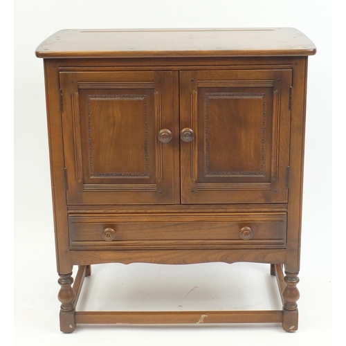 11 - Ercol stained elm two door side cabinet, 87cm H x 79cm W x 42cm D