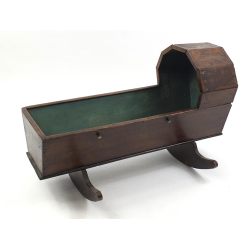 61 - Antique wooden crib, 95cm in length