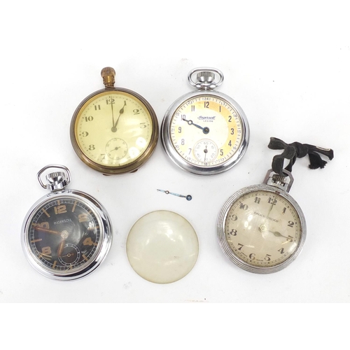 235 - Four gentleman's open face pocket watches including an Ingersoll example