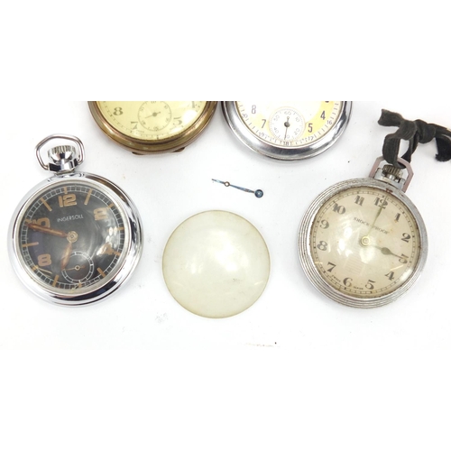 235 - Four gentleman's open face pocket watches including an Ingersoll example