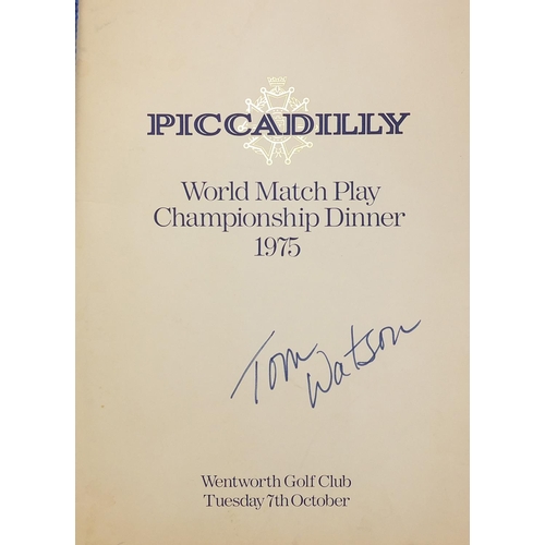 144 - Signed golf ephemera some signatures on The World Match Player Championship dinner menus including s... 