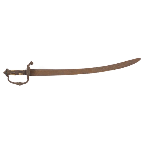 334 - 17th century hunting hanger with horn handle, 75cm in length