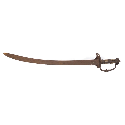 334 - 17th century hunting hanger with horn handle, 75cm in length