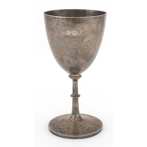 741 - Victorian silver goblet trophy, Fitzwilliam Hunt Puppy Show 1947, J.B F.B London 1861, 17cm high, ap... 