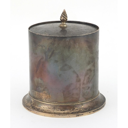 739 - Cylindrical silver canister with removable lid, Birmingham 1904, 10.5cm high, approximate weight 191... 