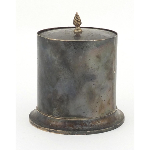 739 - Cylindrical silver canister with removable lid, Birmingham 1904, 10.5cm high, approximate weight 191... 