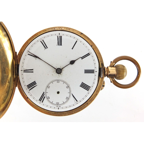 957 - Gentleman's 14ct gold half hunter pocket watch, the movement engraved H. Whitel, 104 Market Street, ... 