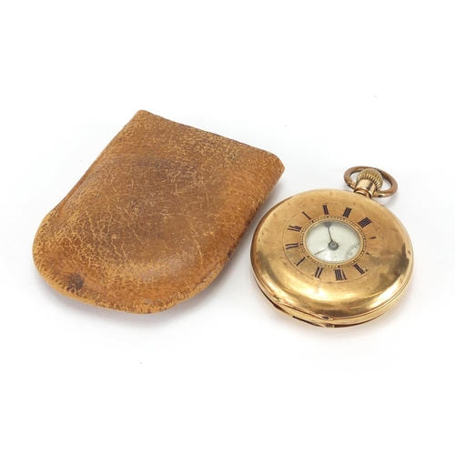 957 - Gentleman's 14ct gold half hunter pocket watch, the movement engraved H. Whitel, 104 Market Street, ... 