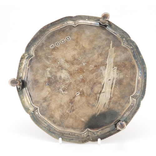 743 - Georgian silver three footed salver, R C, D S, R S London 1779, 19cm in diameter, approximate weight... 