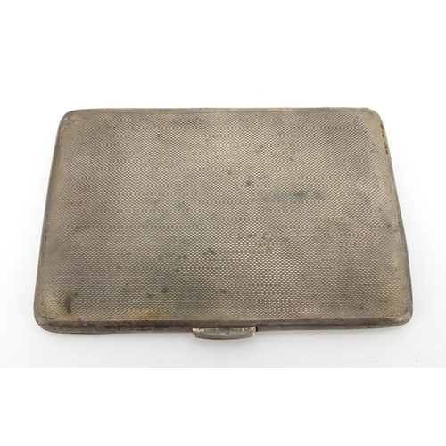 771 - Rectangular silver cigarette case with engine turned decoration, S & BW Birmingham 1933, 12.5cm in l... 