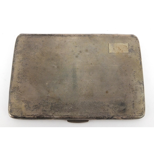 771 - Rectangular silver cigarette case with engine turned decoration, S & BW Birmingham 1933, 12.5cm in l... 