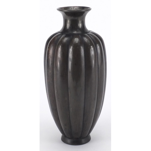 473 - Chinese bronze fluted vase, 22.5cm high