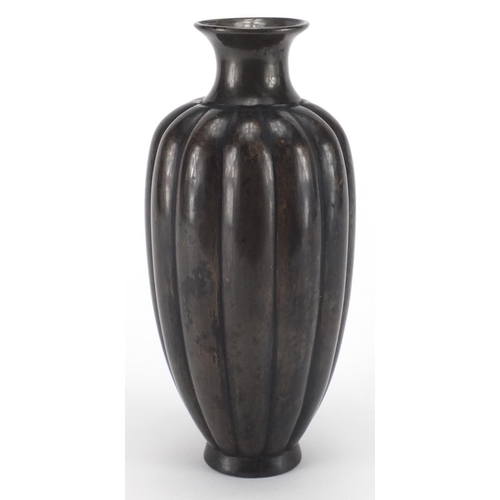 473 - Chinese bronze fluted vase, 22.5cm high