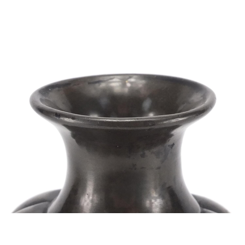 473 - Chinese bronze fluted vase, 22.5cm high