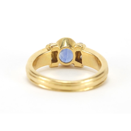 815 - 18ct gold sapphire and diamond ring, size M, approximate weight 6.7g