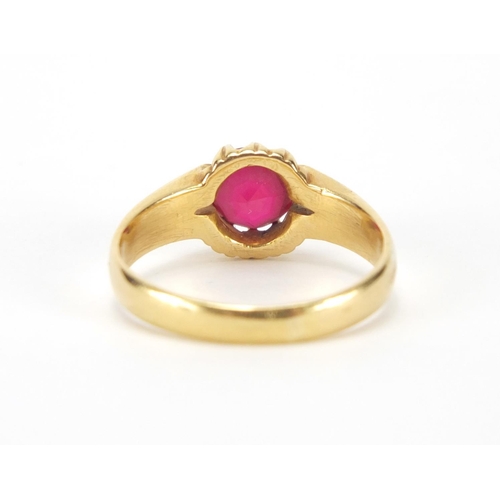 876 - 18ct gold pink stone solitaire ring, size M, approximate weight 4.4g