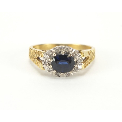 890 - 18ct gold sapphire and diamond ring, size L, approximate weight 4.0g