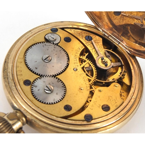 969 - Gentleman's gold plated half hunter pocket watch, numbered 346748 to the movement, the dial marked P... 